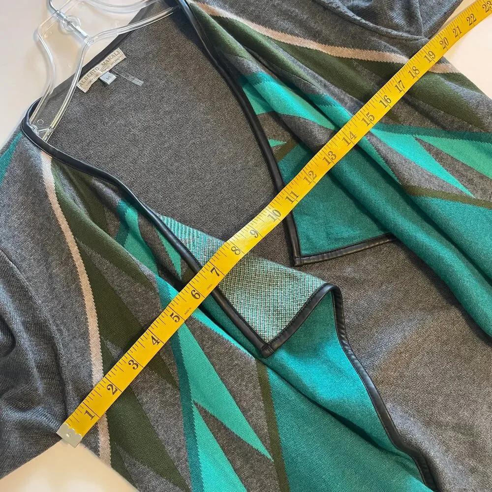 Alberto Makali Wool Blend Open Cardigan Women's Size Medium Green Gray Drapey - Picture 6 of 7